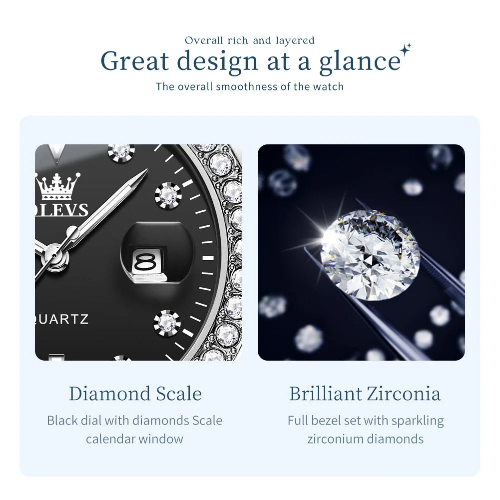 OLEVS Luxury Brand Quartz Watch for Women - Olevs - Embellish Gold Jewelry & Diamond
