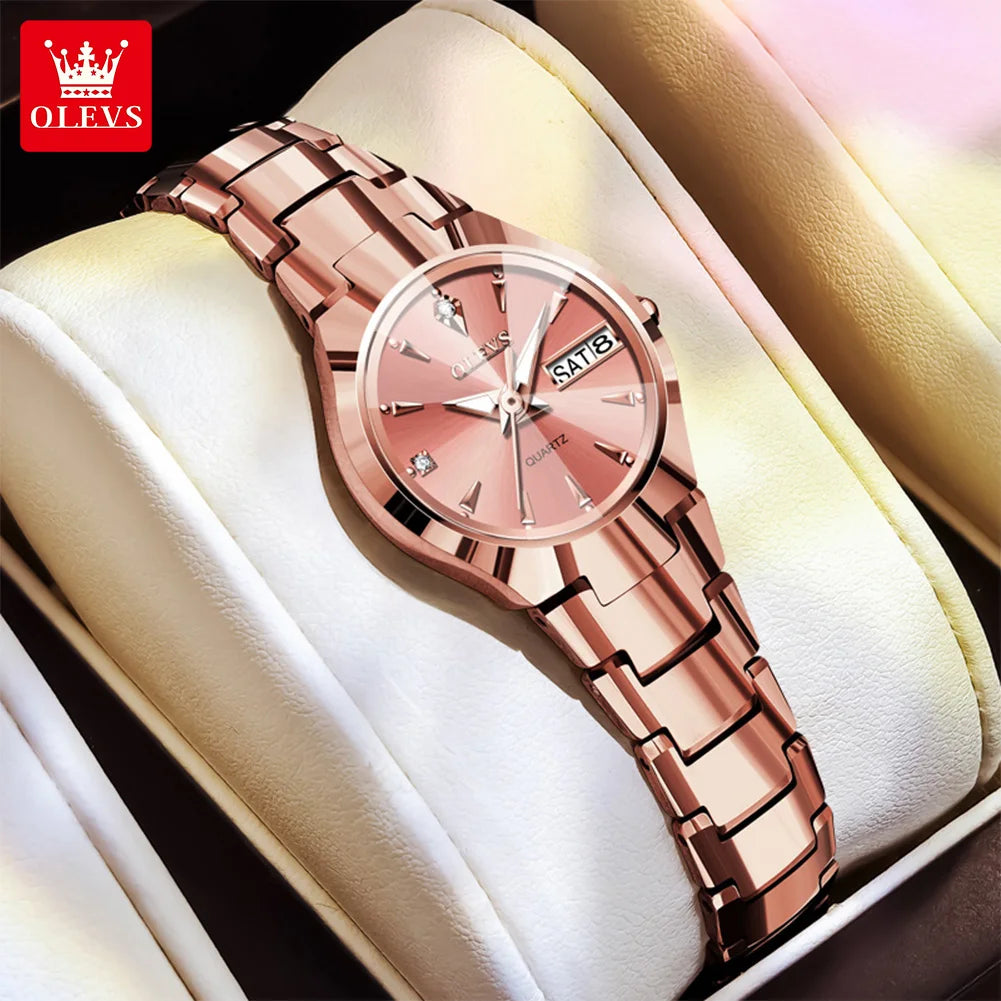 OLEVS 8697 Women's Multi-functional Watch - Festive Collection - Embellish Gold Jewelry & Diamond