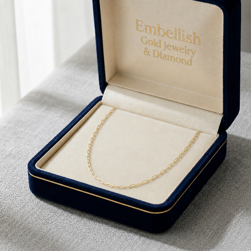18k Gold Paper Clip Chain 3 - 18k Gold Chain - Embellish Gold Jewelry & Diamond