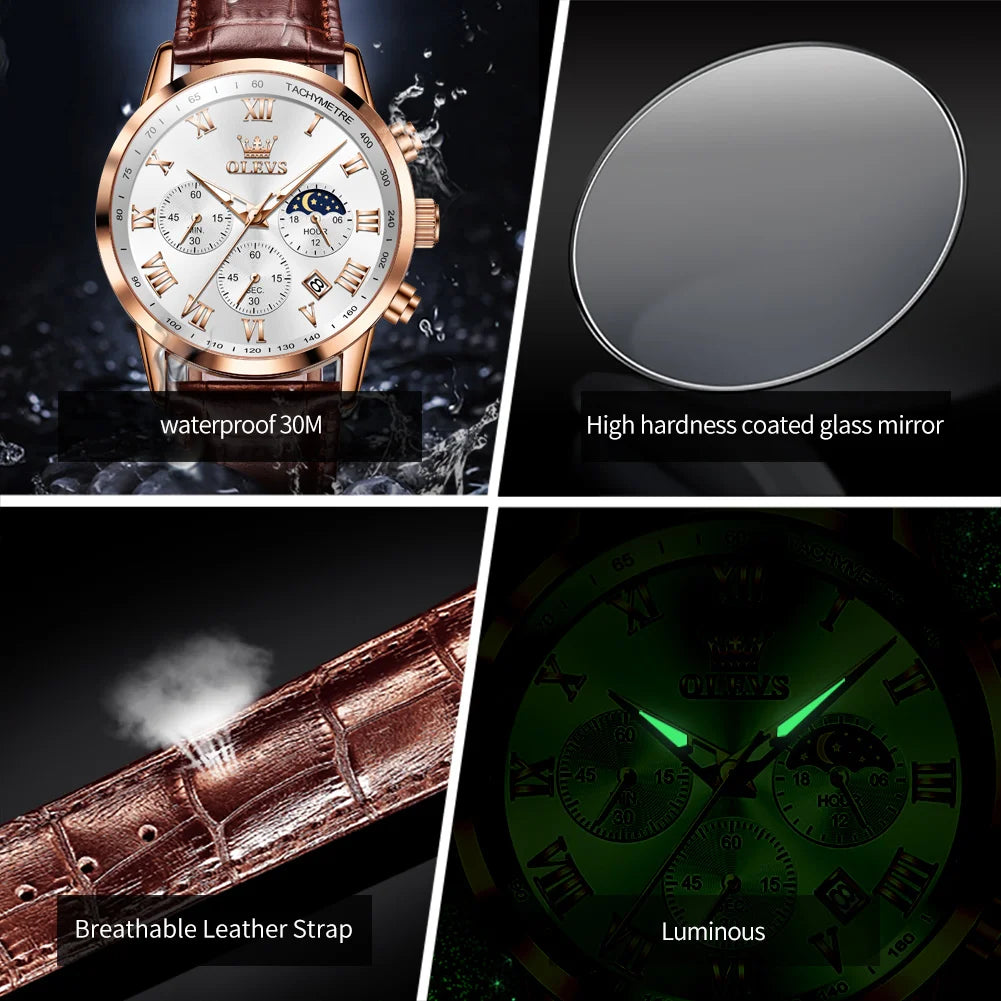 OLEVS Luxury Quartz Watch for Men - Olevs - Embellish Gold Jewelry & Diamond