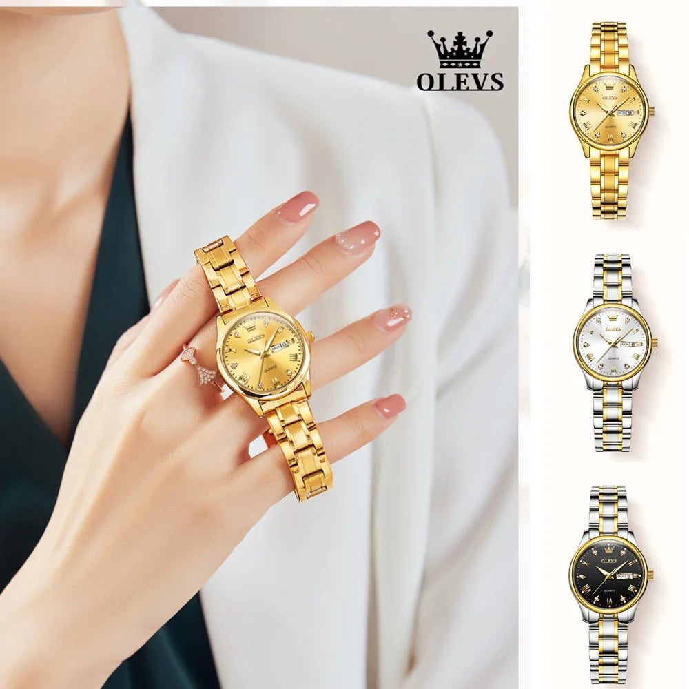 OLEVS 5563 New Fashion Women Quartz Watch - Olevs - Embellish Gold Jewelry & Diamond