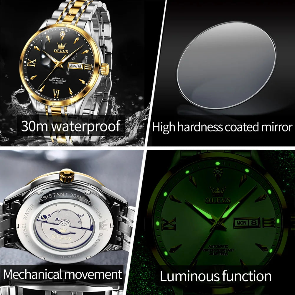 OLEVS 9956 Men's Watches - Festive Collection - Embellish Gold Jewelry & Diamond