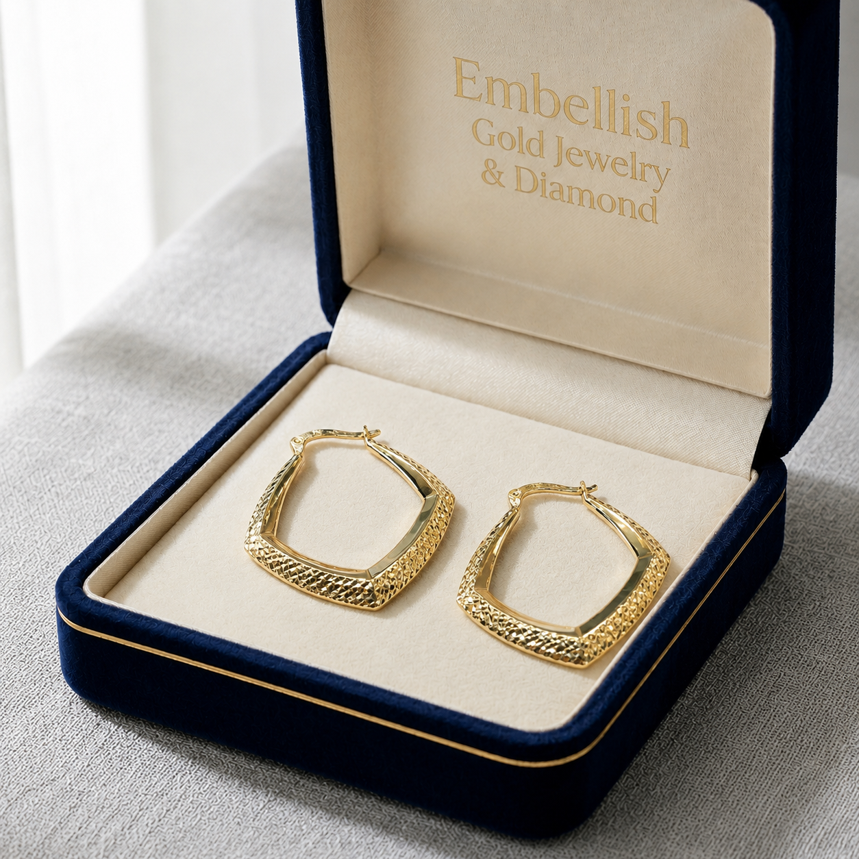 18k Gold Dia Inspired Loop Earrings - 18k Gold Earrings - Embellish Gold Jewelry & Diamond