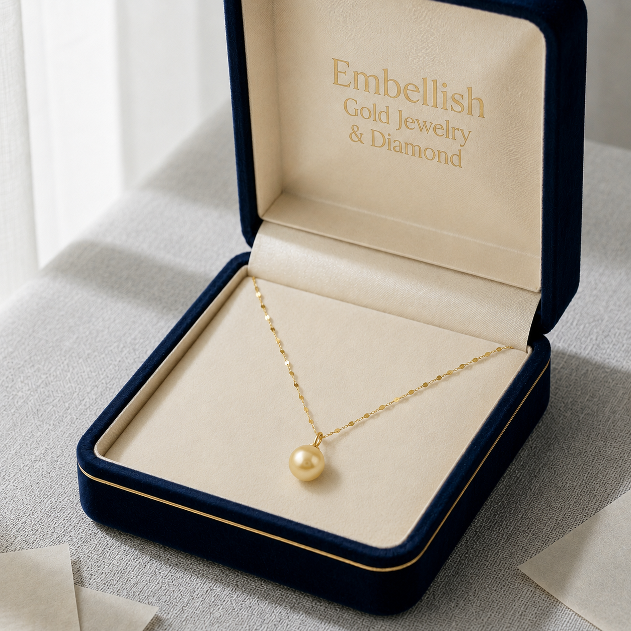 18K Real Gold Yellow Gold Pearl Necklace