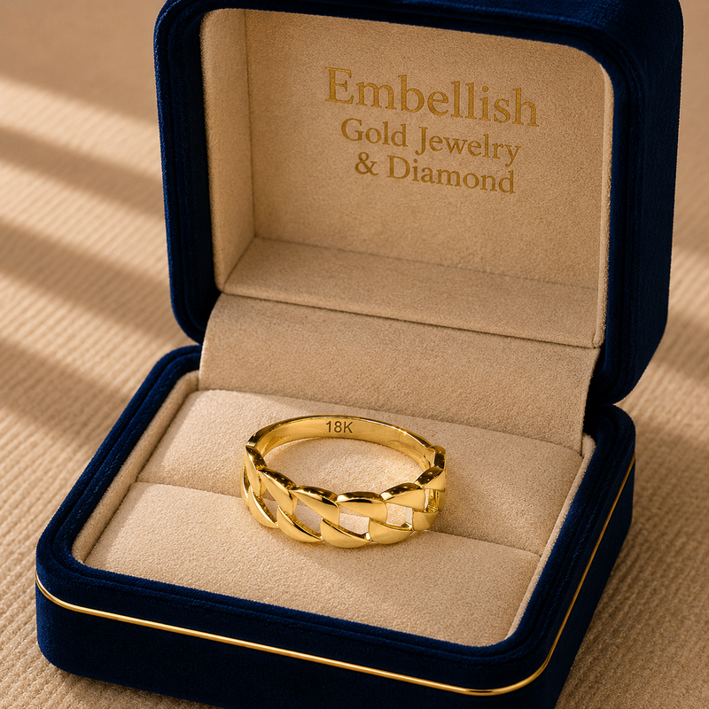 18k Gold Twirl Inspired Ring - 18k Gold Ring - Embellish Gold Jewelry & Diamond