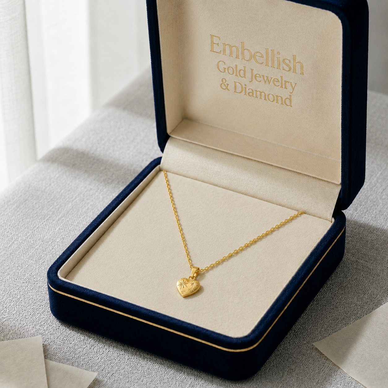 قلادة قلب من الذهب الحقيقي عيار 18 قيراط - إطلاق جديد - Embellish Gold