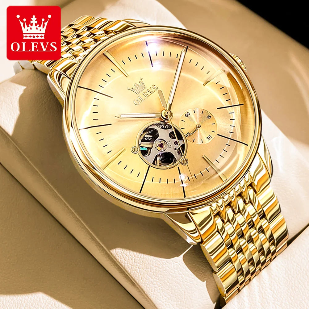 OLEVS Casual Fashion Men's Watches - Festive Collection - Embellish Gold Jewelry & Diamond