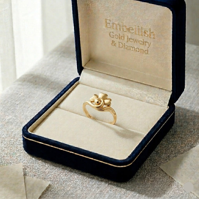 18k Gold 3 Heart Dot Ring - 18k Gold Ring - Embellish Gold Jewelry & Diamond