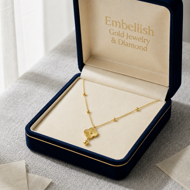 18k Gold VC Dot with Ball Necklace - ad collection - Embellish Gold Jewelry & Diamond