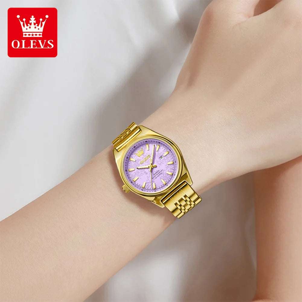 OLEVS Brand Luxury Gold Watch For Woman