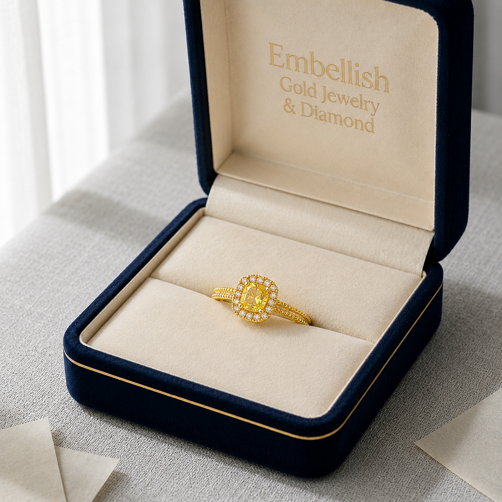 18k Gold Super Light Hollow Sugar Cube Ring