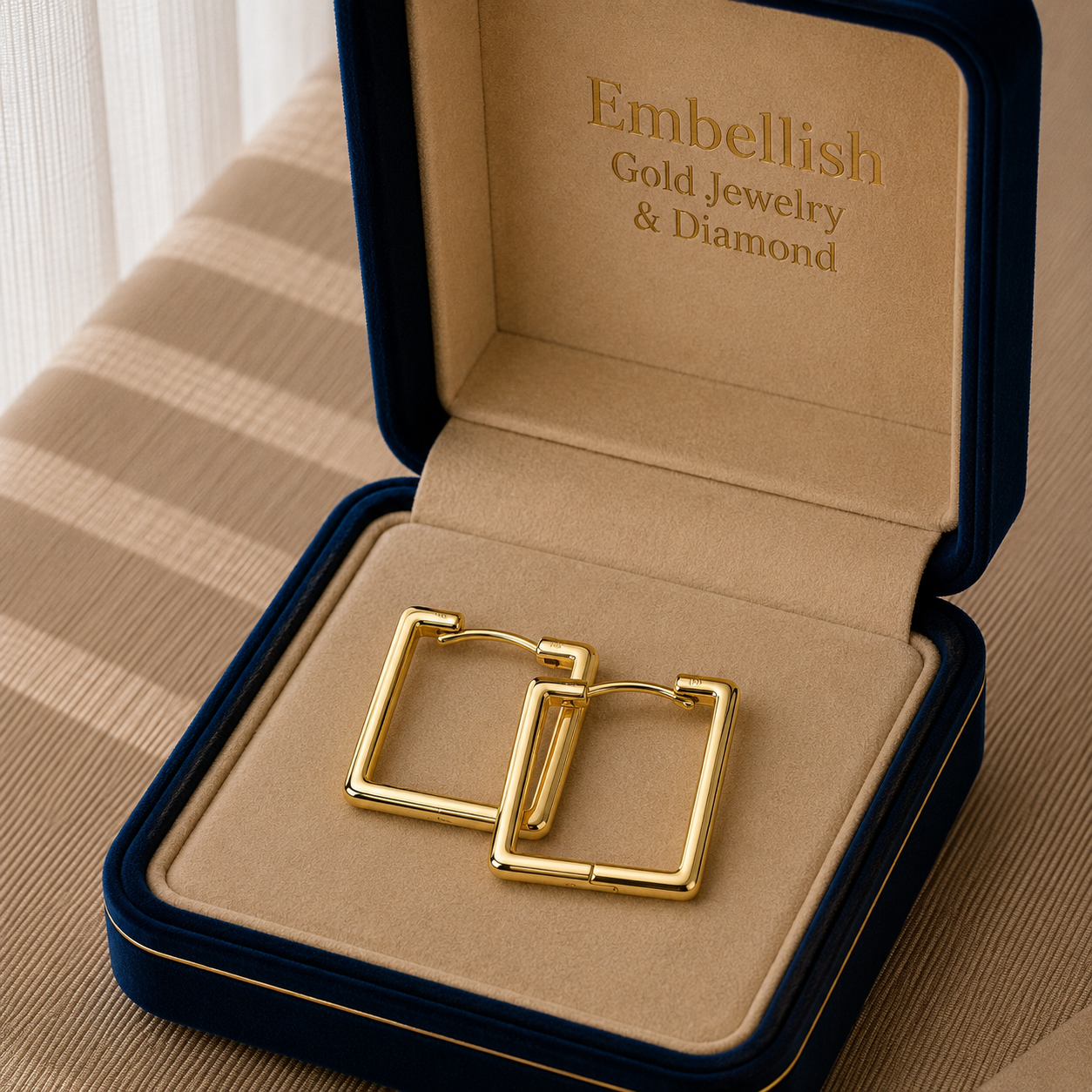 18k Gold Perfect Square Earrings - 18k Gold Earrings - Embellish Gold Jewelry & Diamond