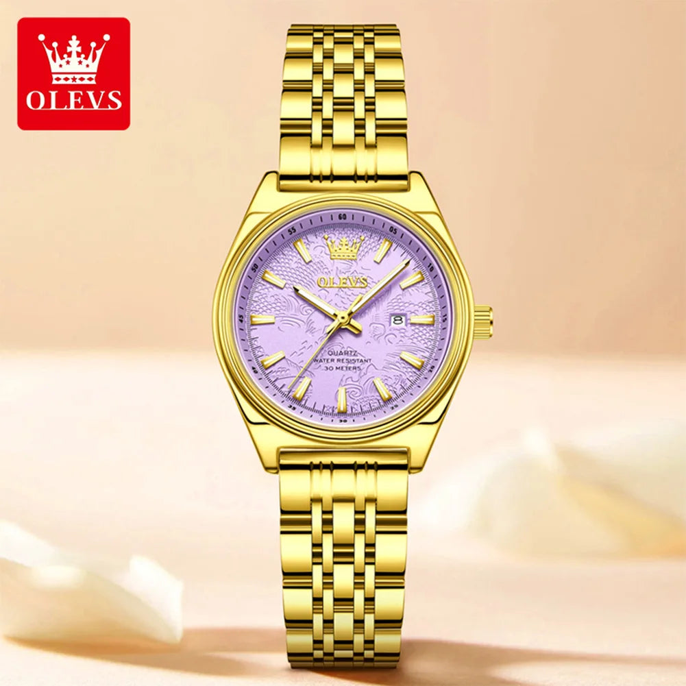 OLEVS Brand Luxury Gold Watch For Woman