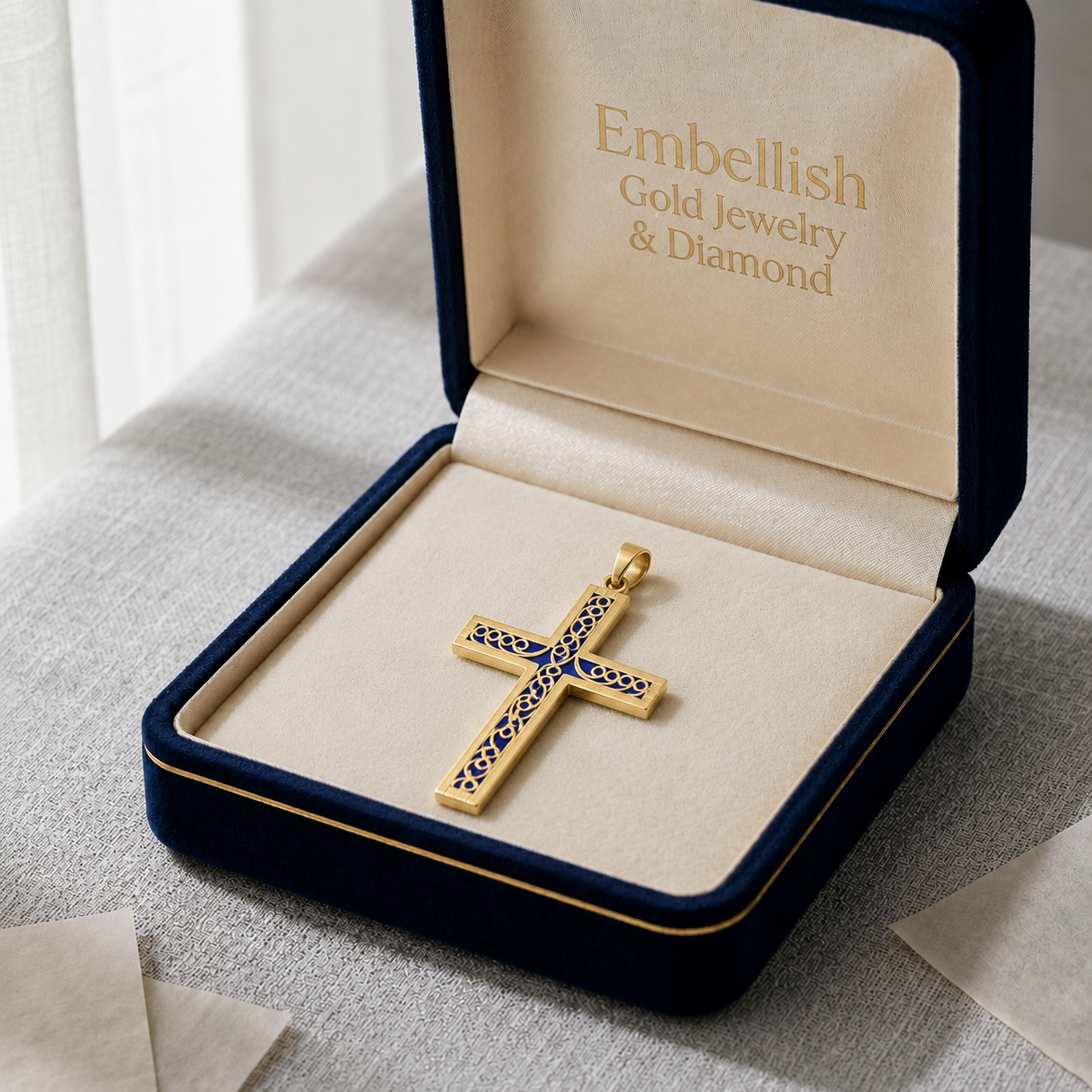 18k Gold Big Crucifix Pendant - 18k Gold Pendant - Embellish Gold Jewelry & Diamond