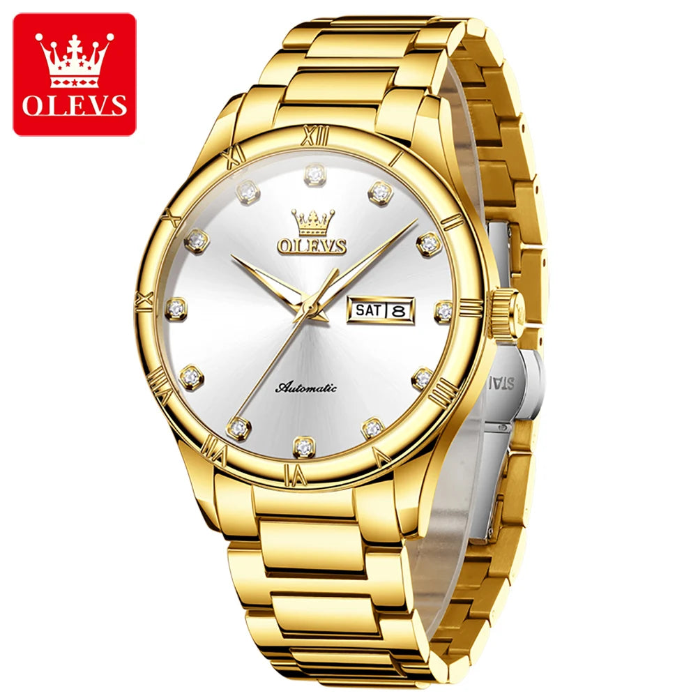 OLEVS 7030 Man Watch - Festive Collection - Embellish Gold Jewelry & Diamond