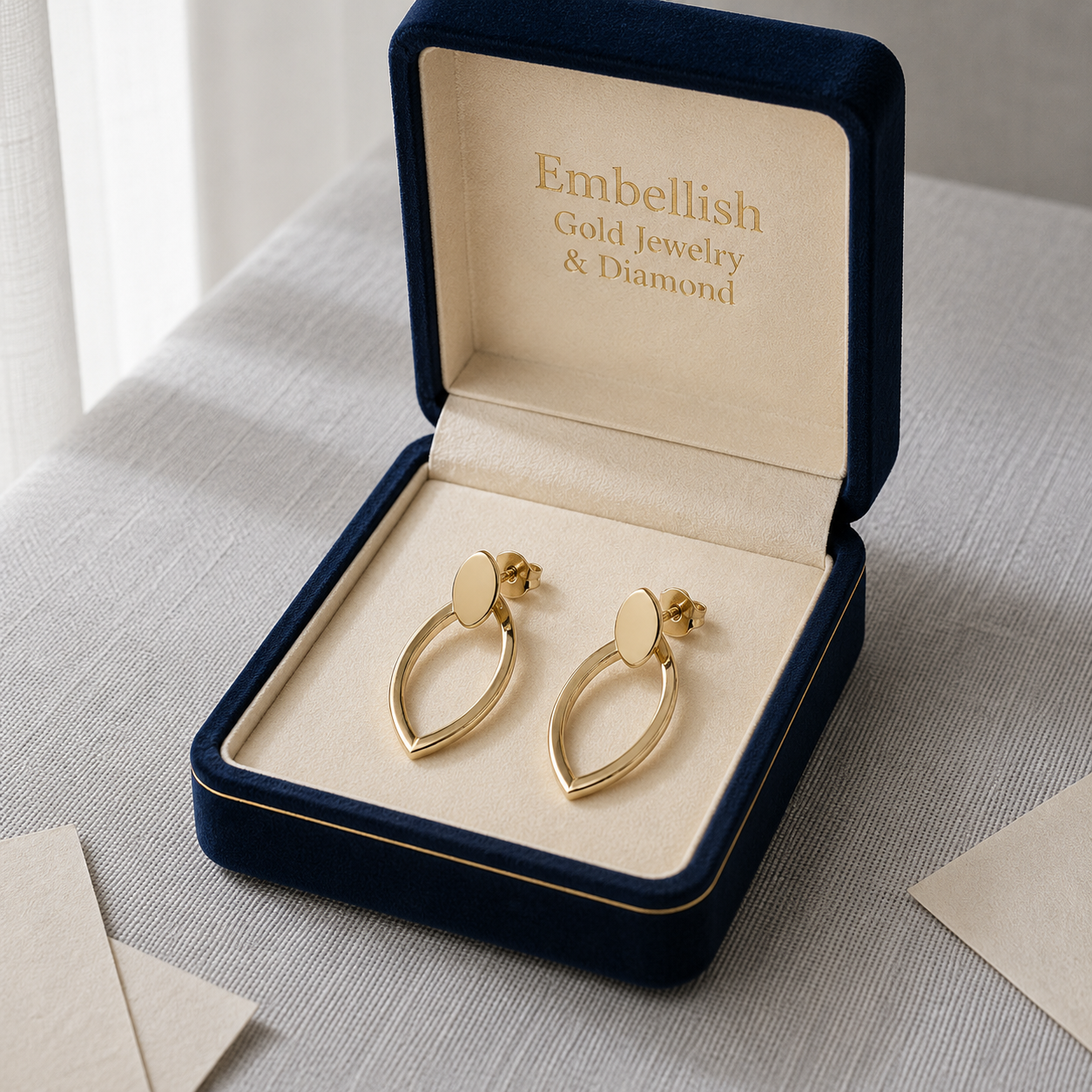 18k Gold Dot Eye Earrings - 18k Gold Earrings - Embellish Gold Jewelry & Diamond