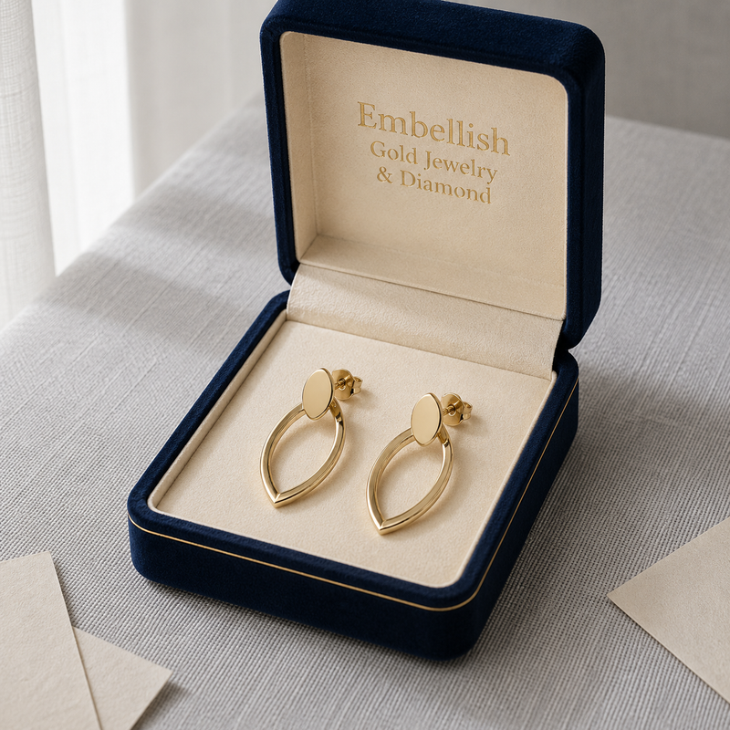 18k Gold Dot Eye Earrings - 18k Gold Earrings - Embellish Gold Jewelry & Diamond