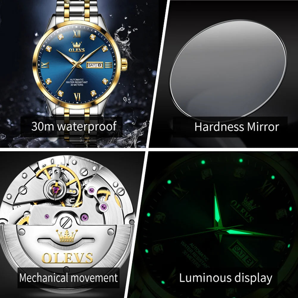 OLEVS Top Brand Men's Watches - Festive Collection - Embellish Gold Jewelry & Diamond