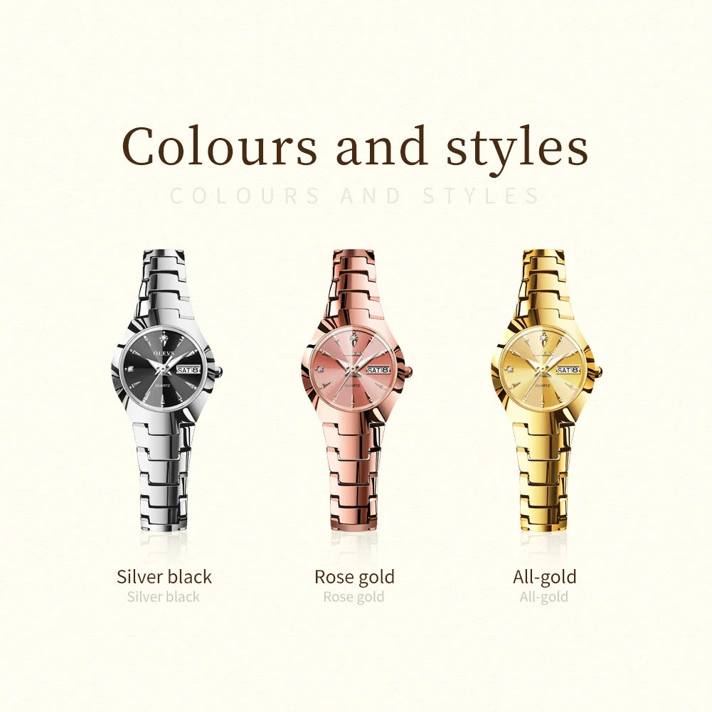 OLEVS 8697 Women's Multi-functional Watch - Festive Collection - Embellish Gold Jewelry & Diamond