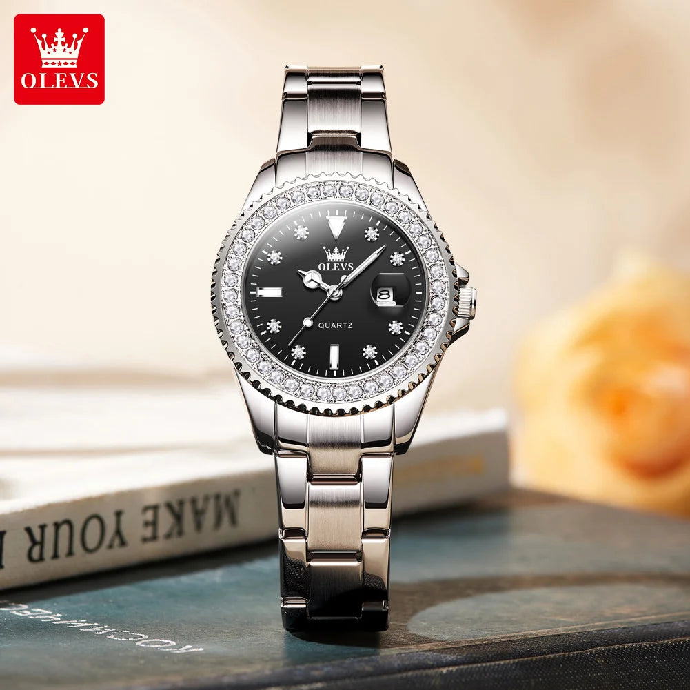 OLEVS Luxury Brand Quartz Watch for Women - Olevs - Embellish Gold Jewelry & Diamond