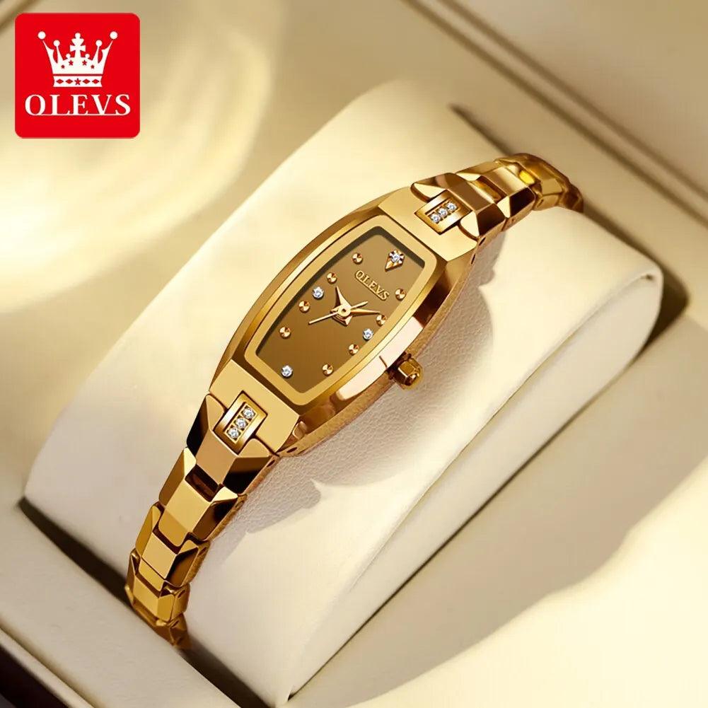 OLEVS Slim Thin Watch for Women - Festive Collection - Embellish Gold Jewelry & Diamond