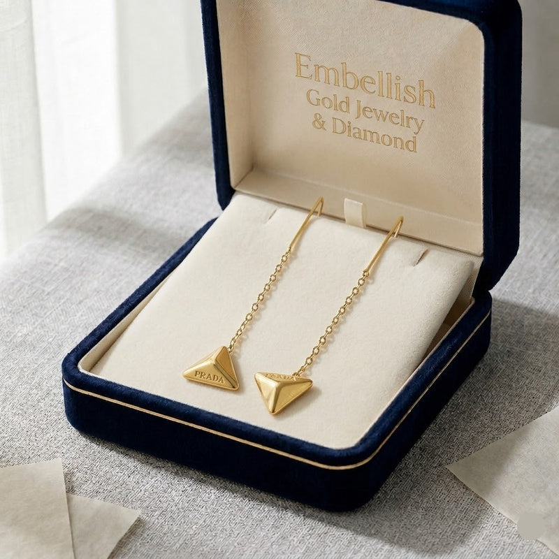 18k Gold Triangle Tictac Earrings - 18k Gold Earrings - Embellish Gold Jewelry & Diamond
