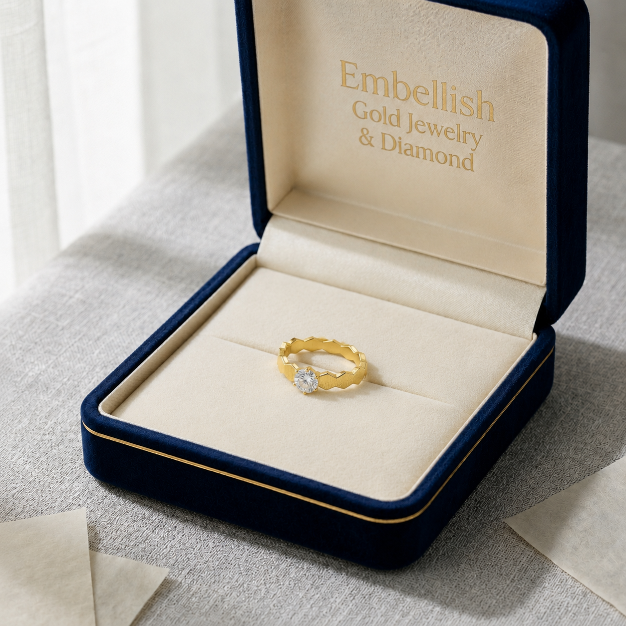 18k Gold Engagement Single Stone Ring