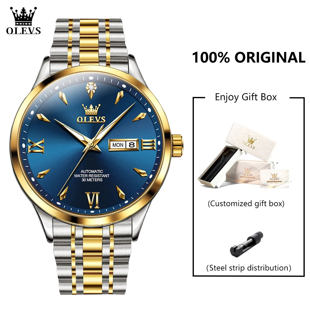 OLEVS 9956 Mens Watch - Festive Collection - Embellish Gold Jewelry & Diamond