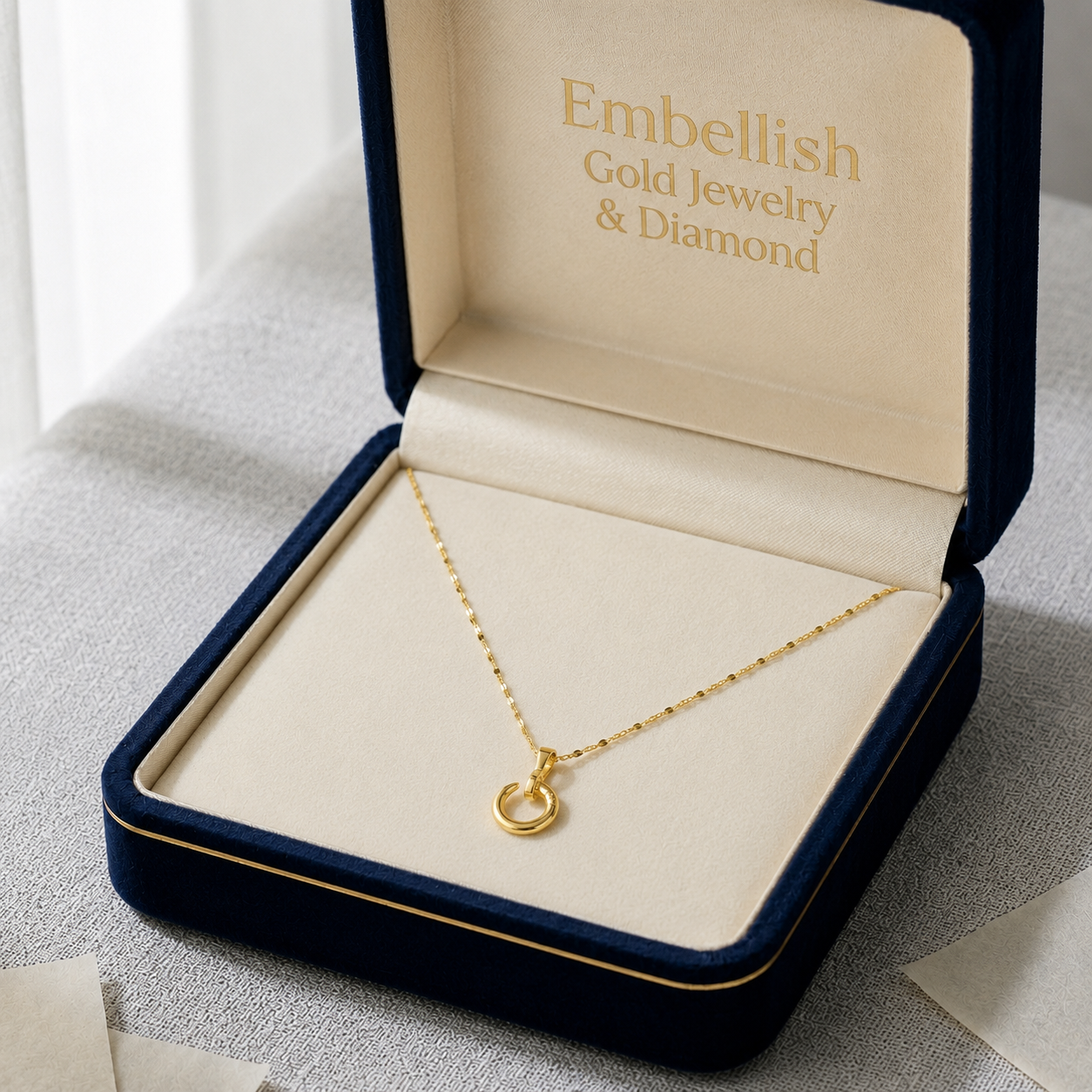 18K Real Gold Nail Necklace - 18k Gold Necklace - Embellish Gold