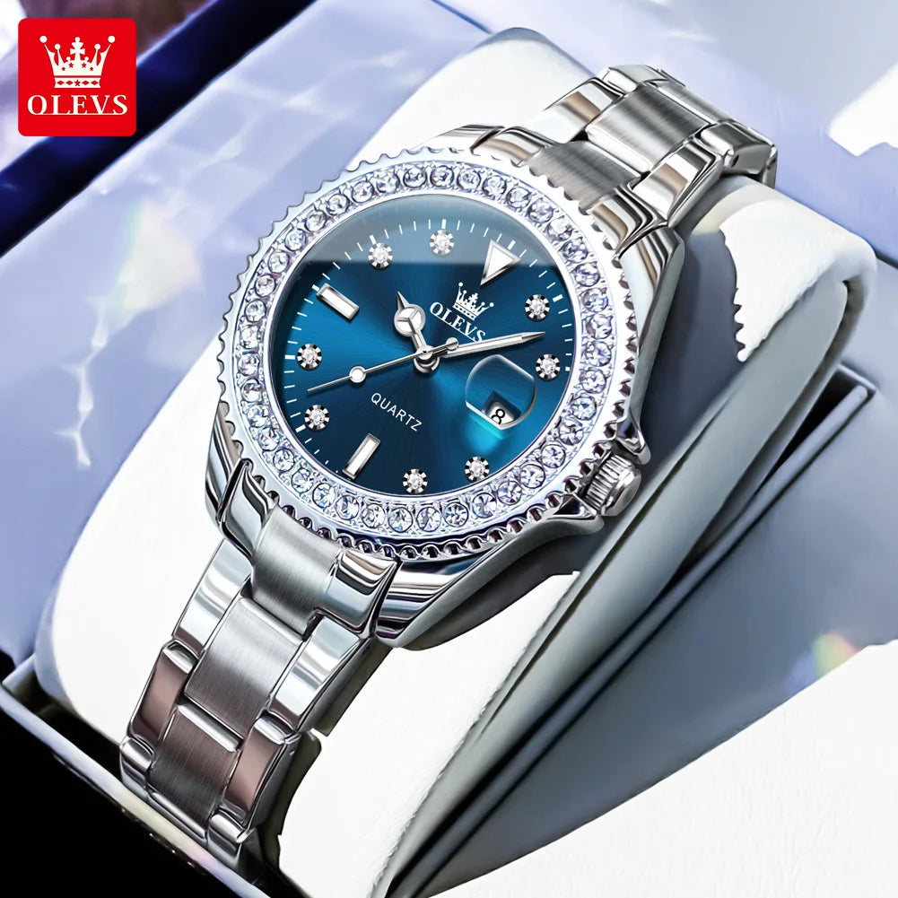 OLEVS Luxury Brand Quartz Watch for Women - Olevs - Embellish Gold Jewelry & Diamond