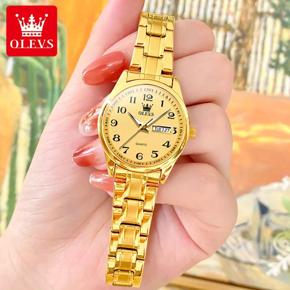 OLEVS Brand Luxury Gold Quartz Watch for Womens - Olevs - Embellish Gold Jewelry & Diamond