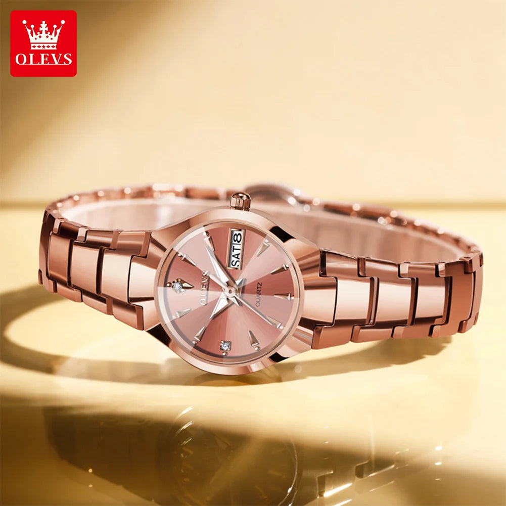 OLEVS 8697 Women's Multi-functional Watch - Festive Collection - Embellish Gold Jewelry & Diamond