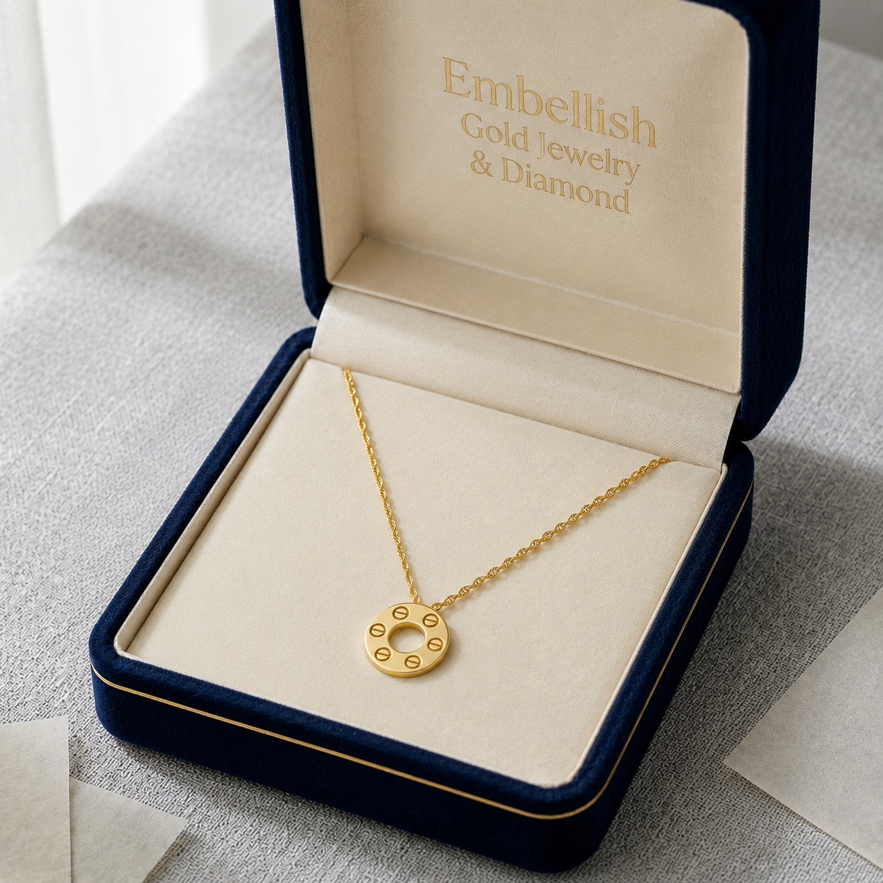 18k Circle Button Necklace