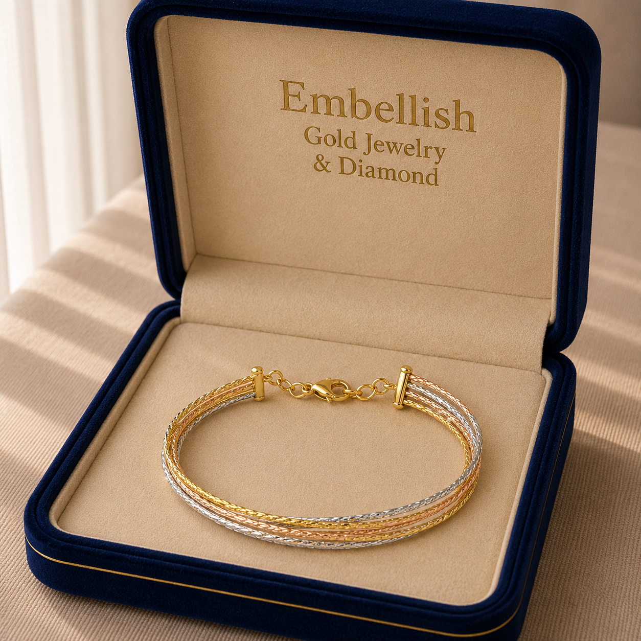 18k Gold Tri Color Bangle