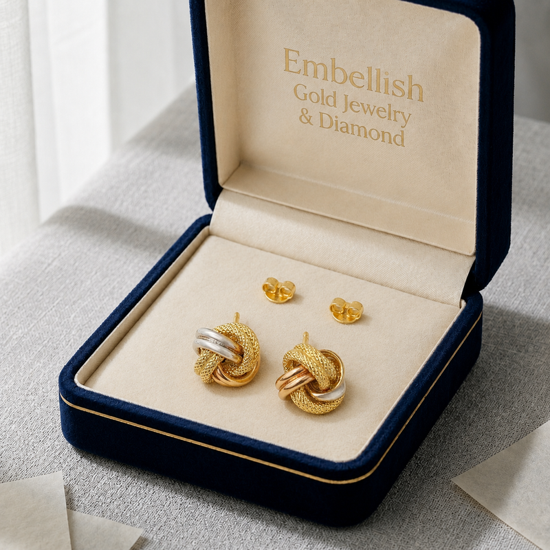 18K Real Gold Loveknot Earrings - 18k Gold Earrings - Embellish Gold