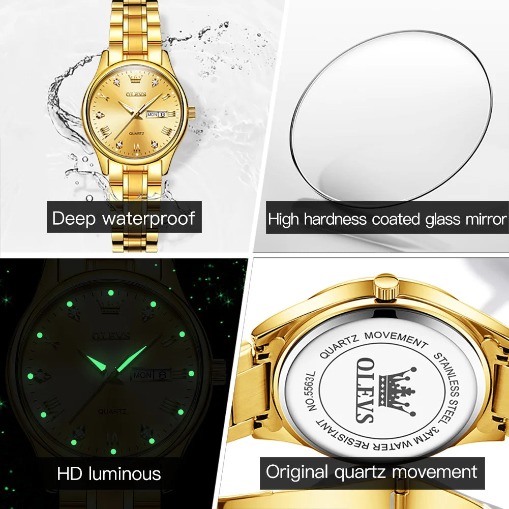 OLEVS 5563 New Fashion Women Quartz Watch - Olevs - Embellish Gold Jewelry & Diamond