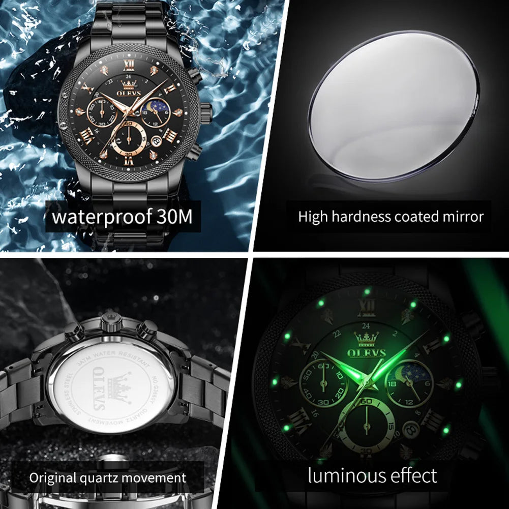 OLEVS Original Fashion Men's Watches - Olevs - Embellish Gold Jewelry & Diamond