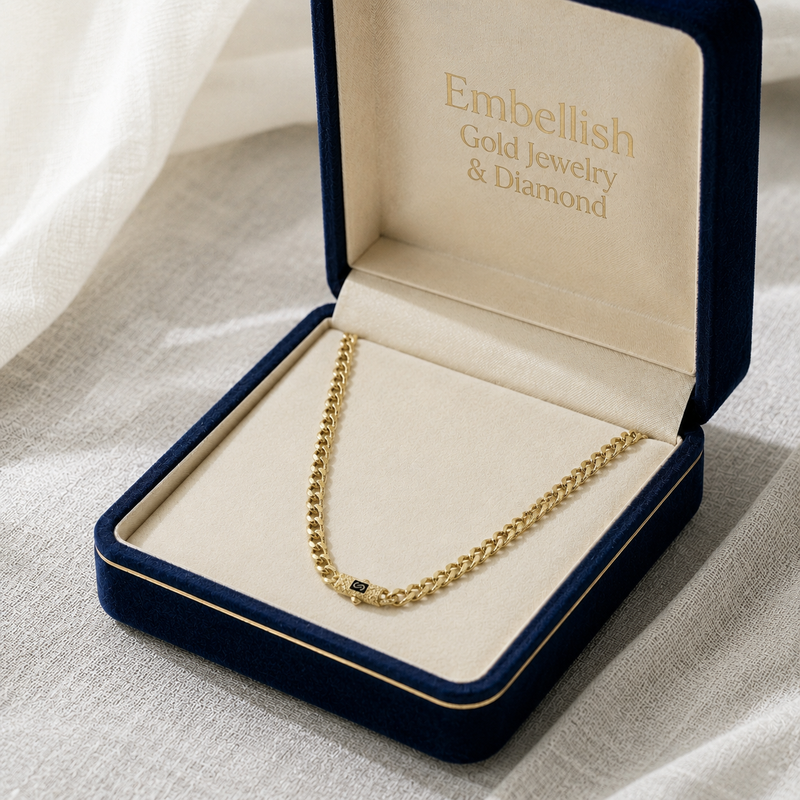 18k Gold Monaco Chain - 18k Gold Chain - Embellish Gold Jewelry & Diamond