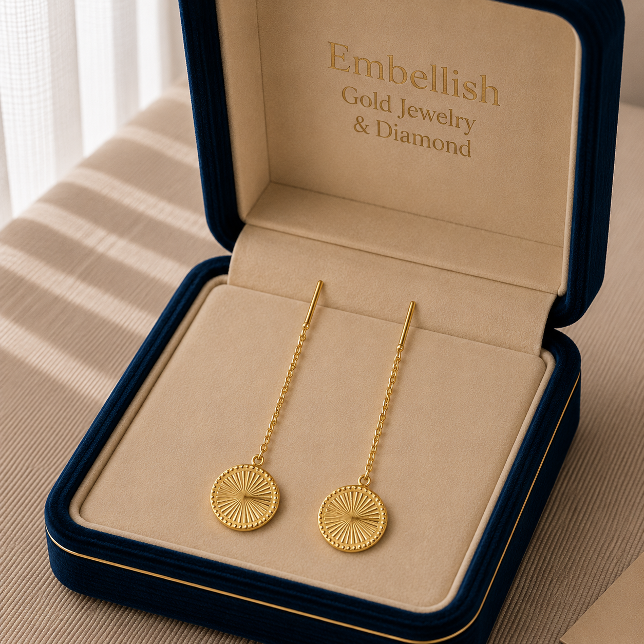 18k Gold Round Tictac Earrings - 18k Gold Earrings - Embellish Gold Jewelry & Diamond