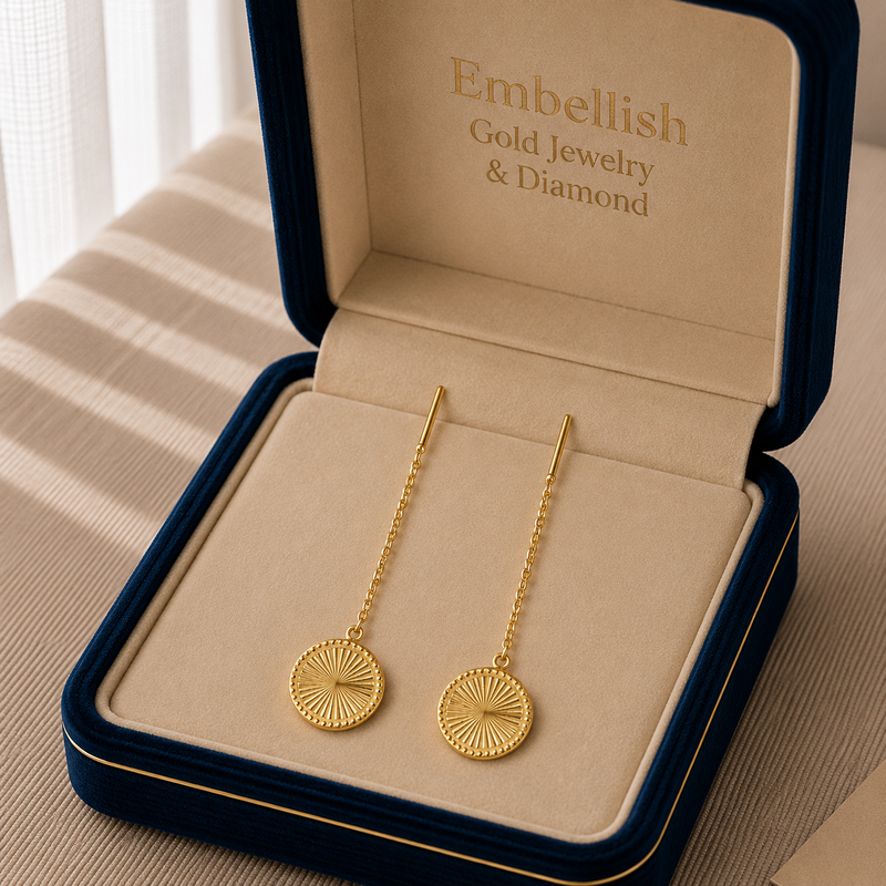 18k Gold Round Tictac Earrings - مجموعة احتفالية - Embellish Gold Jewelry & Diamond