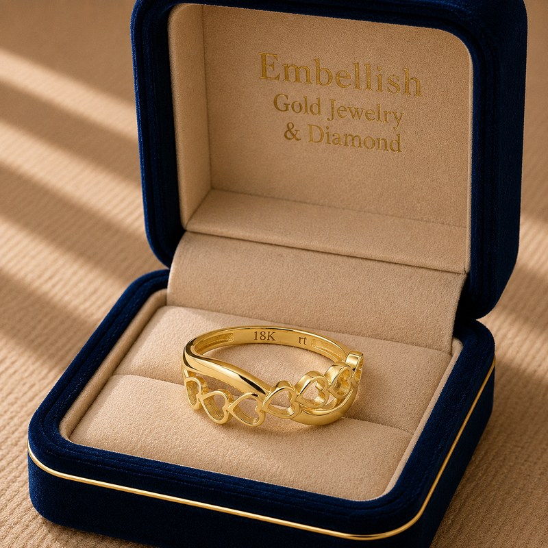 18k Gold Alter Heart Ring - 18k Gold Ring - Embellish Gold Jewelry & Diamond