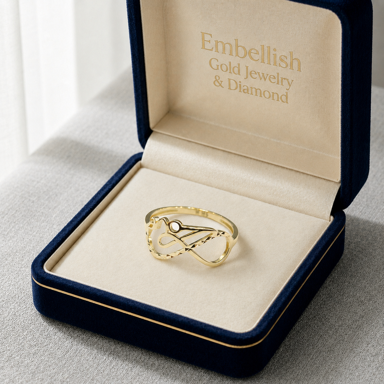 18k Gold Infinity Love Ring - 18k Gold Ring - Embellish Gold Jewelry & Diamond