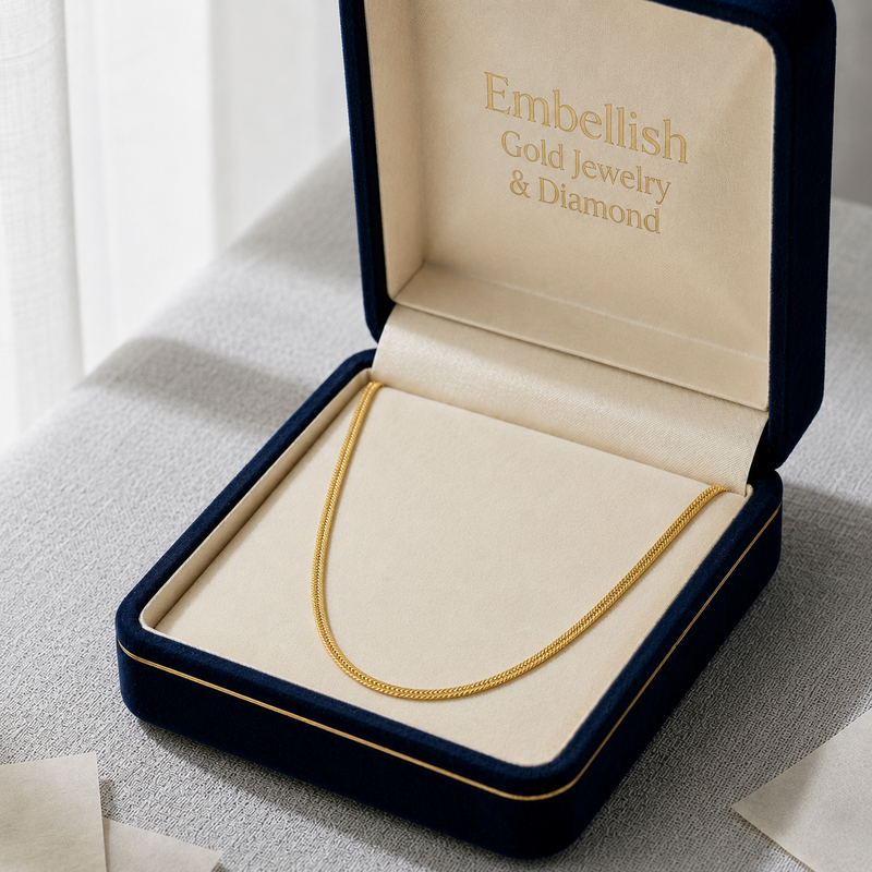 18k Gold Flat Snake Chain - 18k Gold Chain - Embellish Gold Jewelry & Diamond