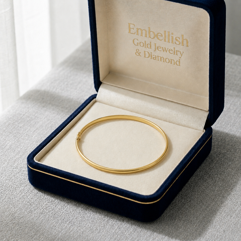 18k Gold Plain Simple Bangle - 18k Gold Bangle - Embellish Gold Jewelry & Diamond