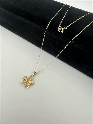 18K Real Saudi Gold Flower Necklace 025 - Embellish Gold