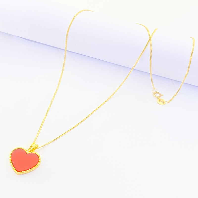 18k Gold Red Agate Heart Necklace - ad collection - Embellish Gold