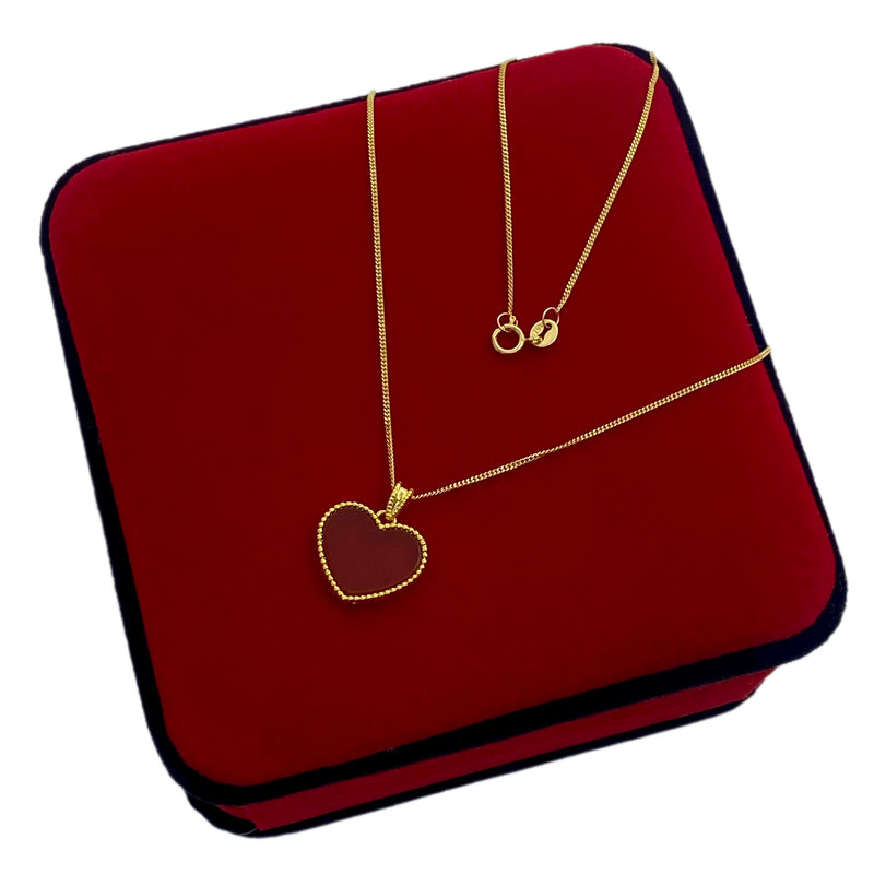 18k Gold Red Agate Heart Necklace - ad collection - Embellish Gold