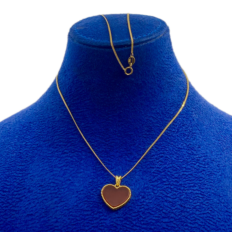 18k Gold Red Agate Heart Necklace - ad collection - Embellish Gold