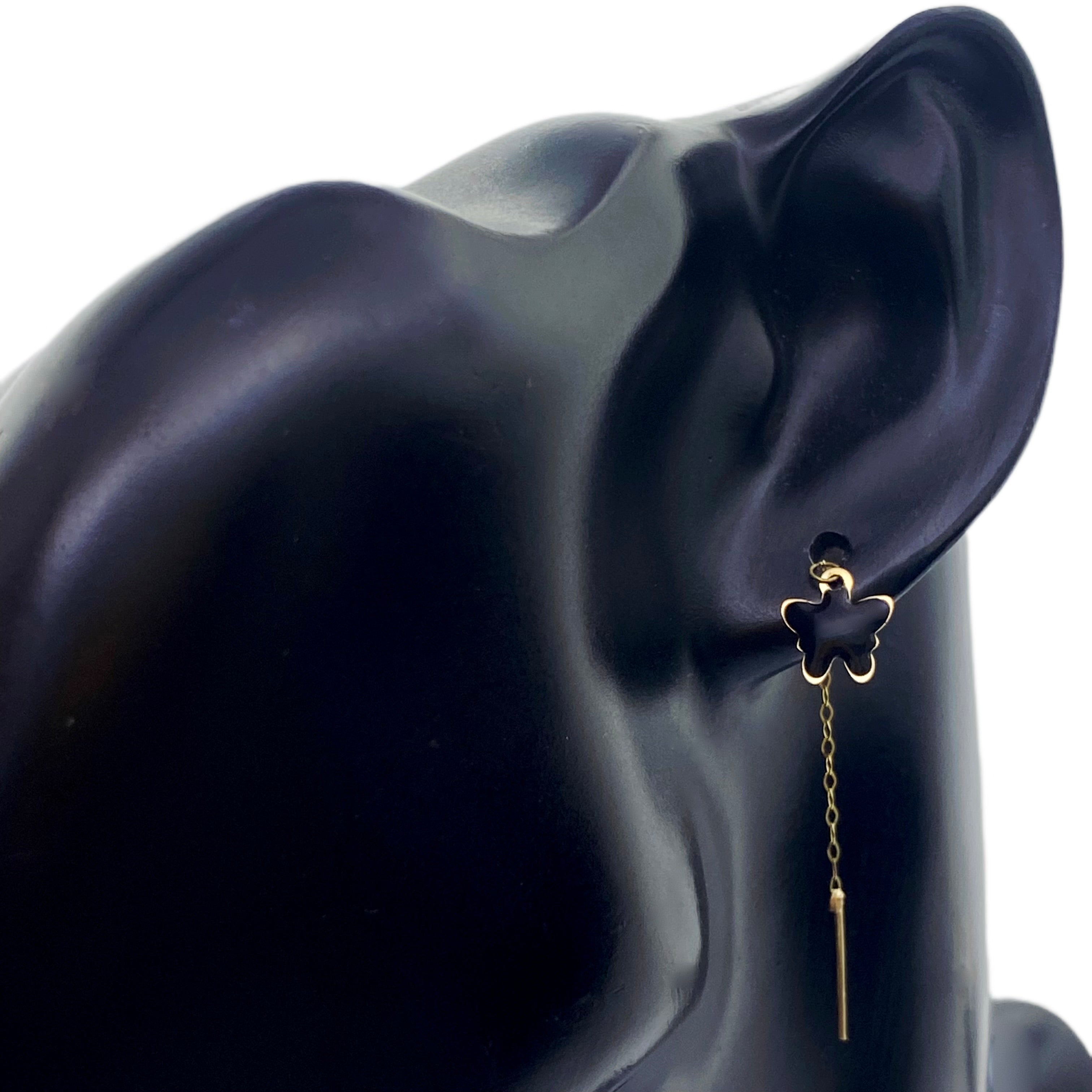 18k Butterfly black dangling earrings - Embellish Gold