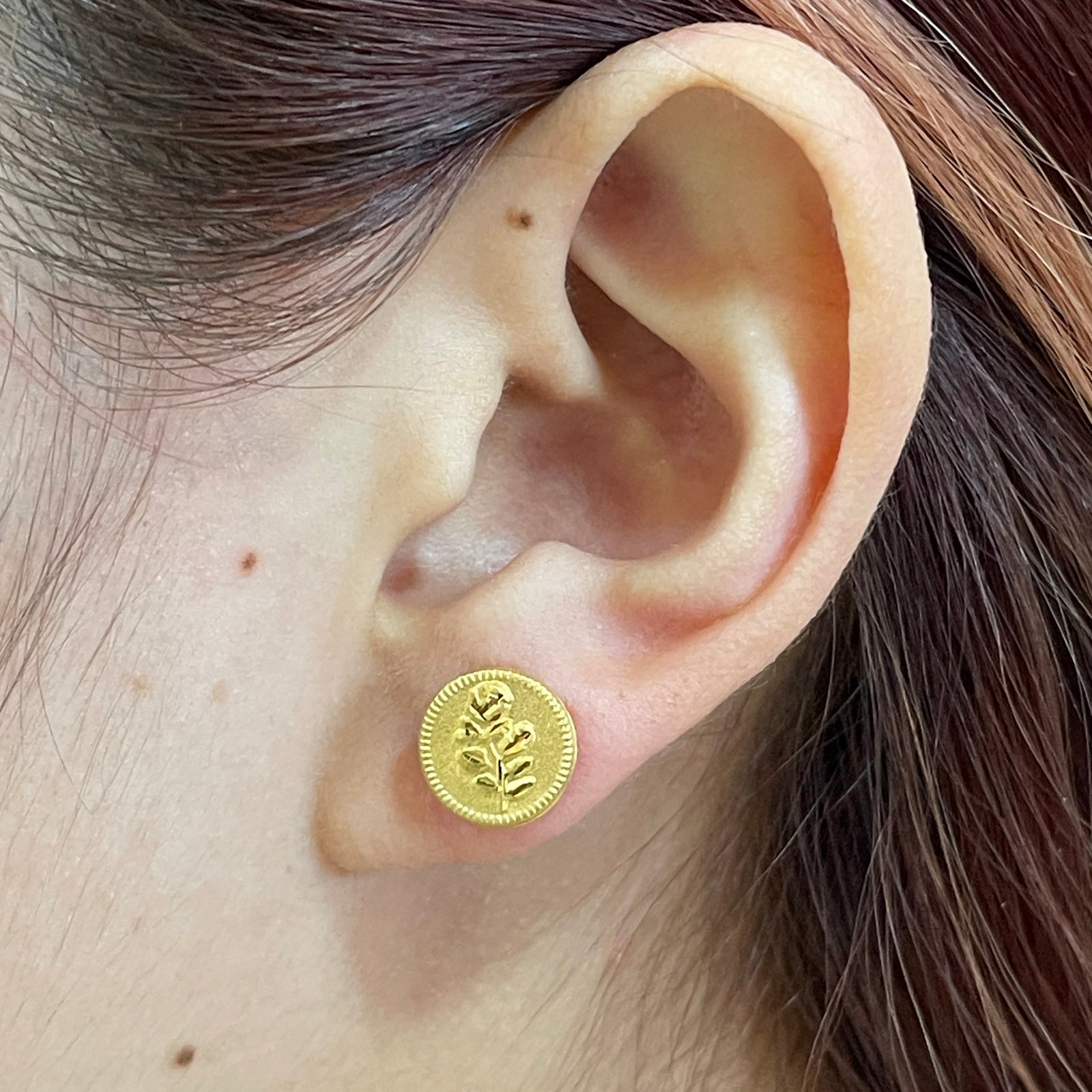 18K Real Gold  Rose Earrings - 18k Gold Earrings - Embellish Gold
